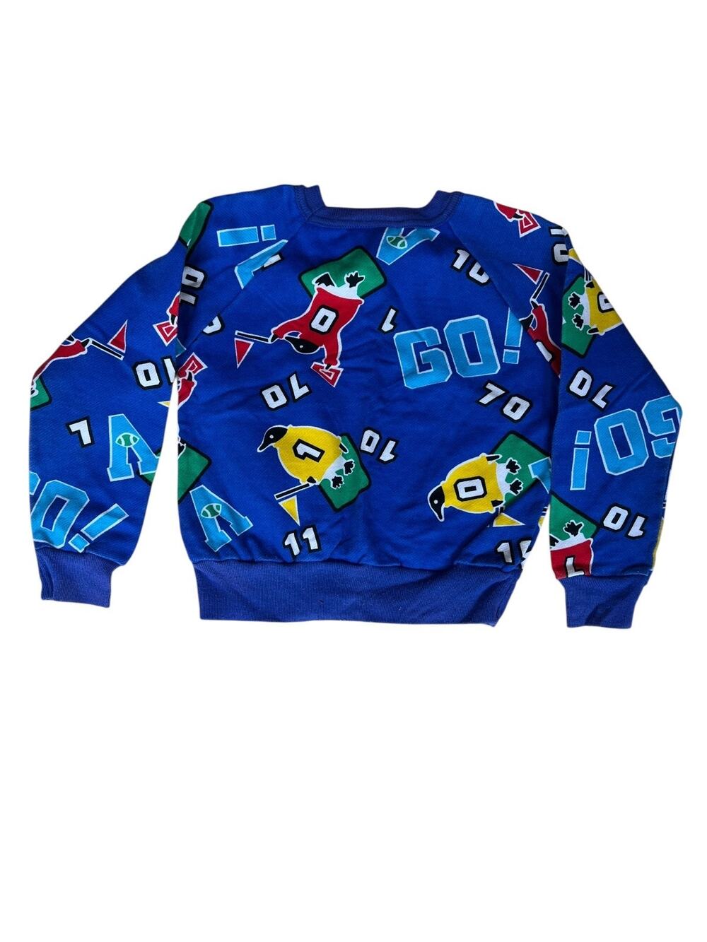 Vintage 80s McKids Boy Crewneck Sweatshirt Sport Theme Blue Size M (5-6)